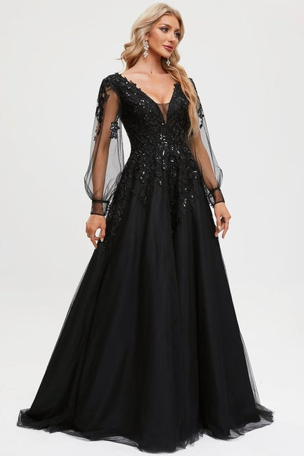 Robe Dentelle De Soirée Scintillante - gallery 6