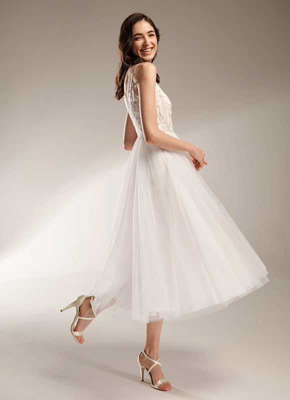 Robe Trapeze Blanche Dentelle - gallery 1