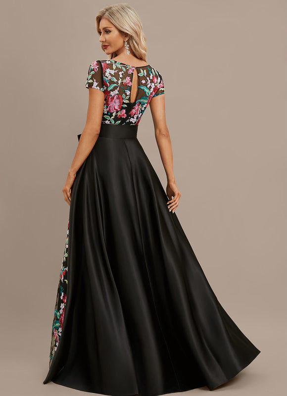 Robe Dentelle Satin Noir Floral - gallery 4