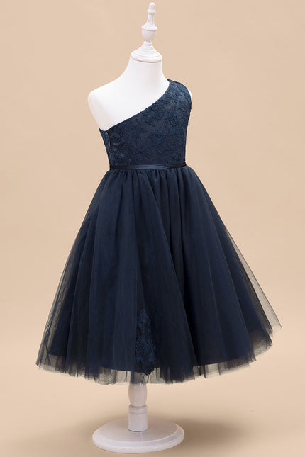 Robe Dentelle Asymétrique Tulle Fleuri - gallery 2