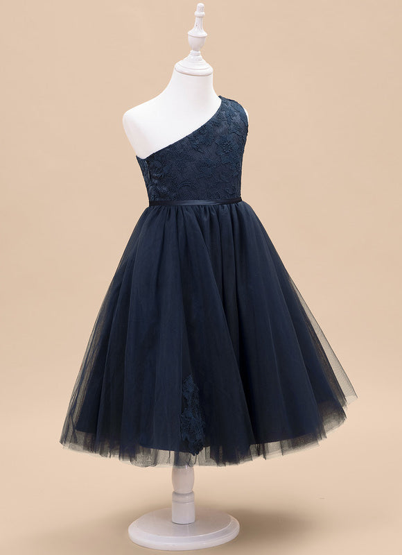 Robe Dentelle Asymétrique Tulle Fleuri - gallery 2