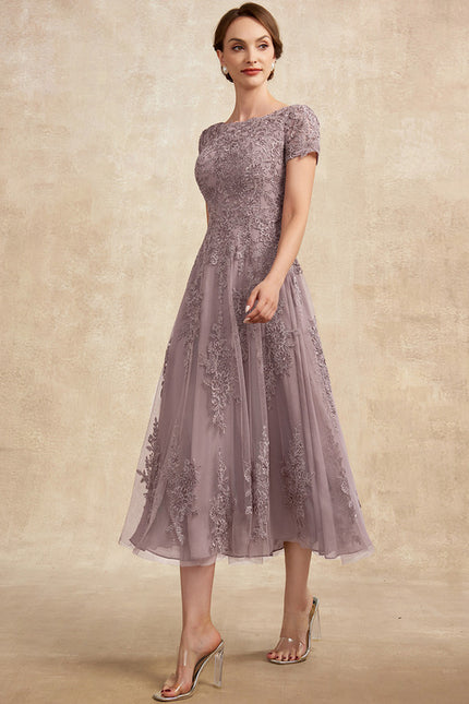 Robe Dentelle Mauve Ornée - gallery 4