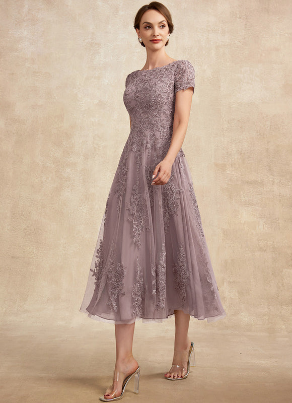 Robe Dentelle Mauve Ornée - gallery 4