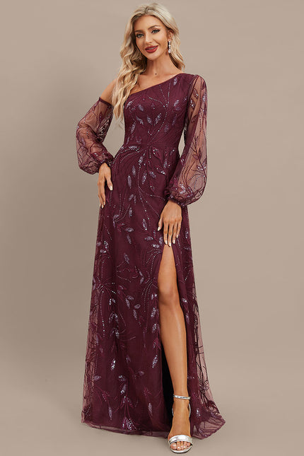 Robe Dentelle Bordeaux Pailletée - gallery 2