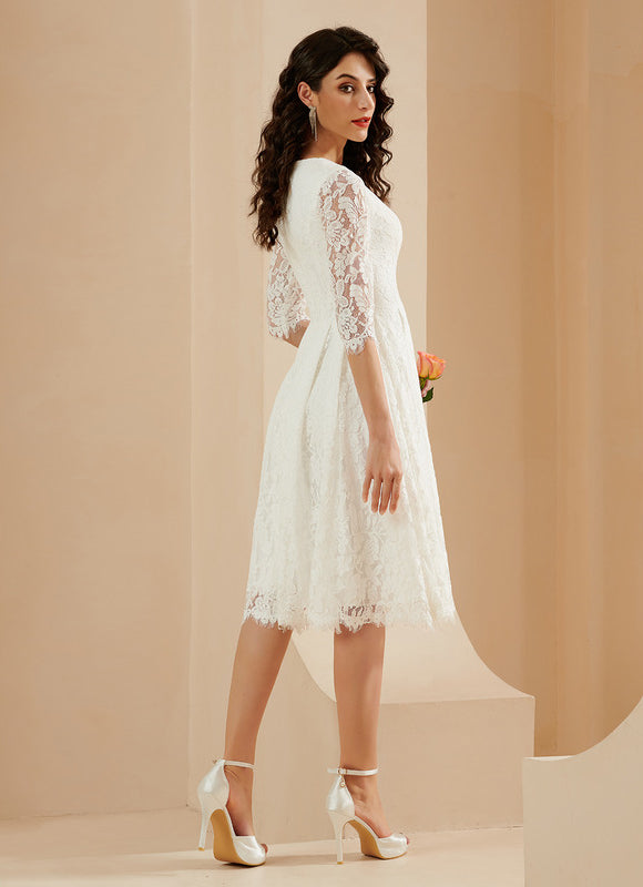 Robe Dentelle Dentelle Écrue - gallery 2