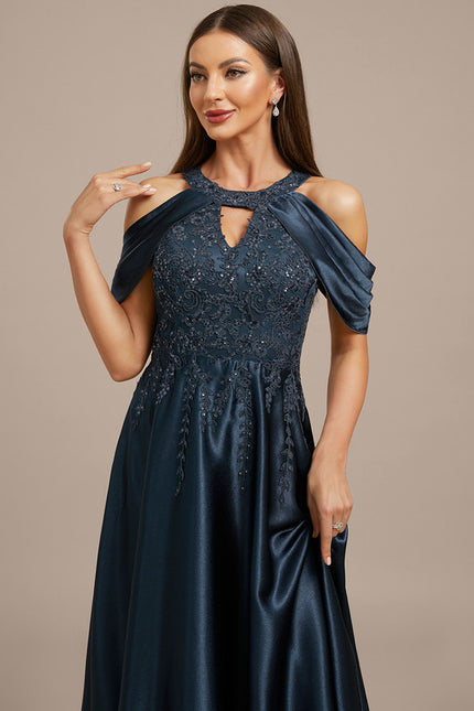 Robe Dentelle Satin Émeraude - gallery 1