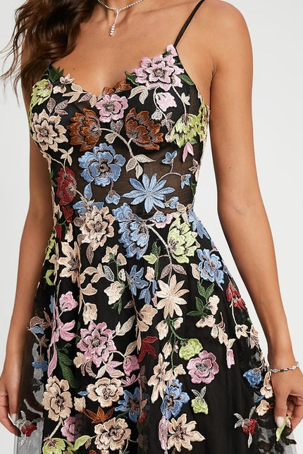 Robe Dentelle Florale En Tulle - gallery 3