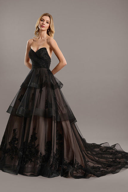 Robe Dentelle Tulle Noire Élégante - gallery 4