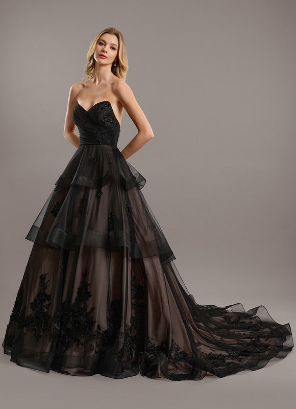 Robe Dentelle Tulle Noire Élégante - gallery 4