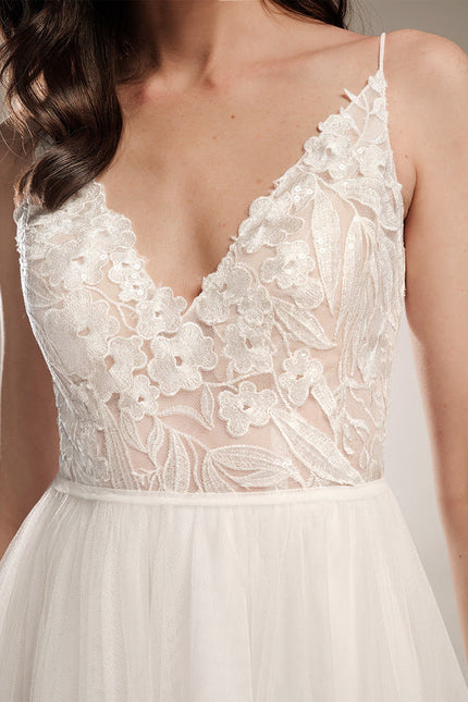 Robe Trapeze Blanche Dentelle - gallery 6