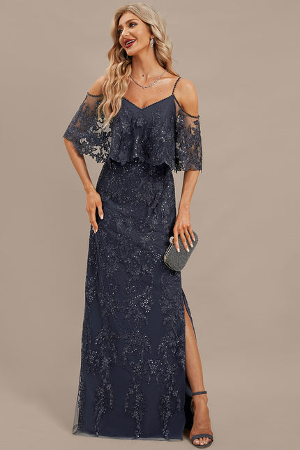Robe Dentelle Marine Brodée - gallery 3