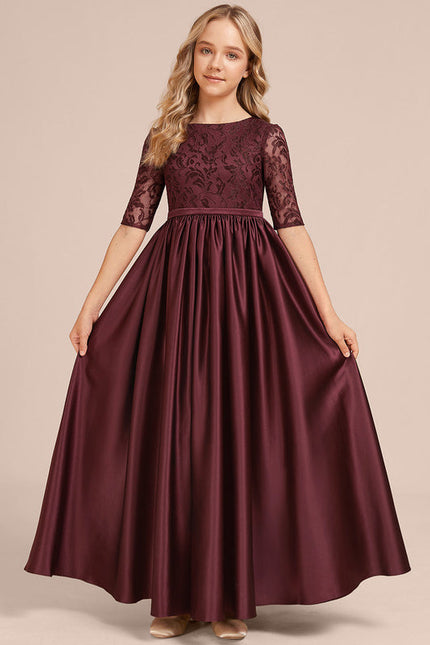 Robe Dentelle Satin Bordeaux - gallery 4