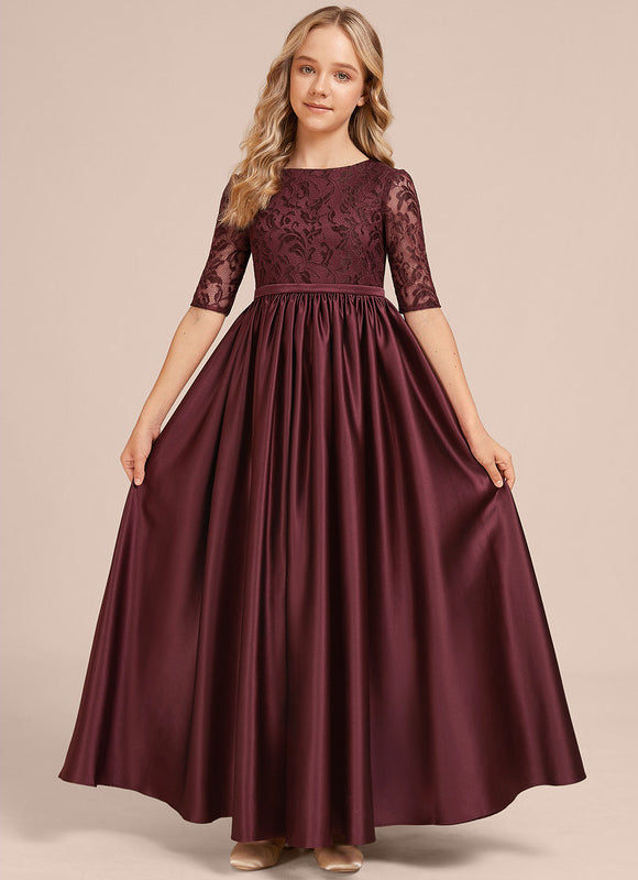 Robe Dentelle Satin Bordeaux - gallery 4