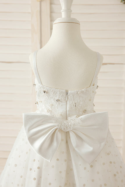 Robe Dentelle Enfant Nuptiale Perlée - gallery 2