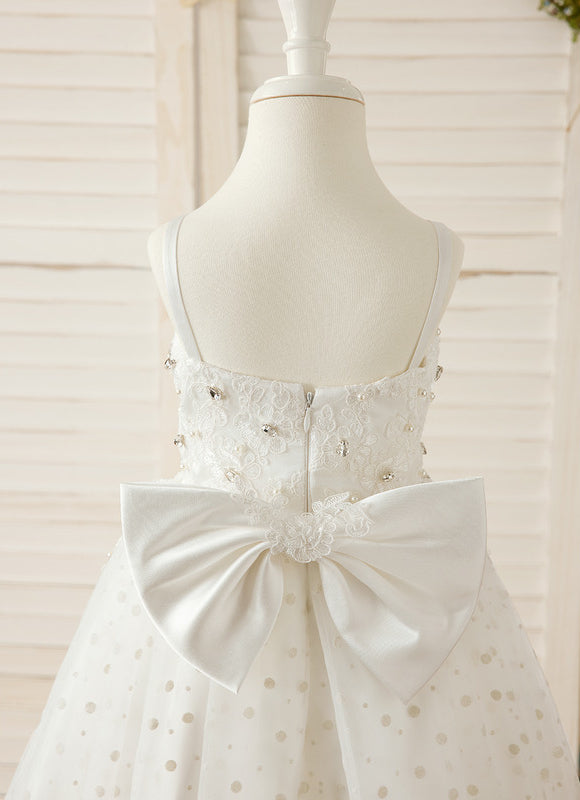 Robe Dentelle Enfant Nuptiale Perlée - gallery 2