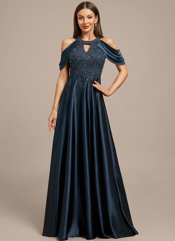 Robe Dentelle Satin Émeraude - gallery 3