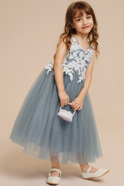 Robe Dentelle Tulle Grise Délicate