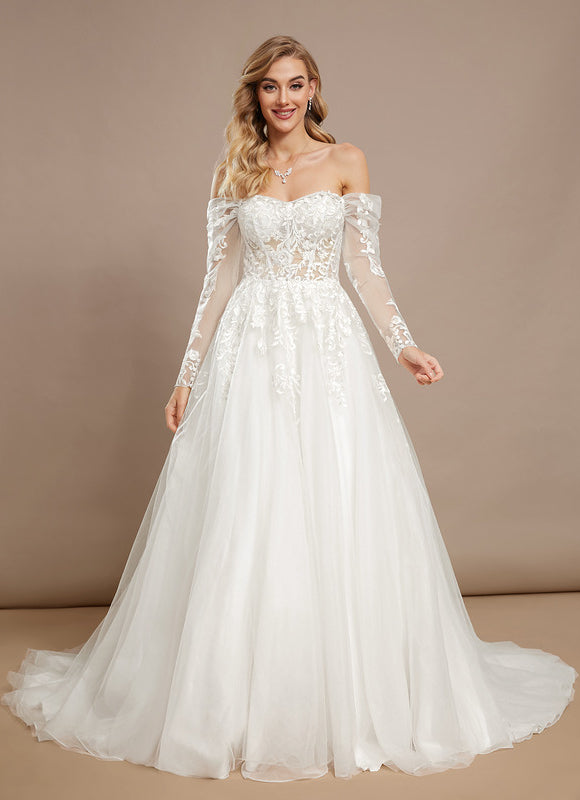 Robe Dentelle Nuptiale Tulle Brodé - gallery 2