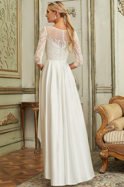 Robe Dentelle Asymétrique Satinée - gallery 2