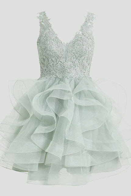 Robe Dentelle Tulle Vert Émeraude - gallery 8
