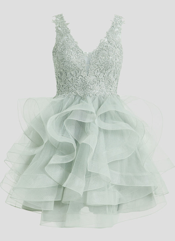 Robe Dentelle Tulle Vert Émeraude - gallery 8