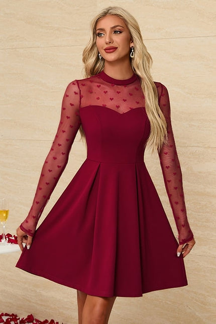 Robe Dentelle Trapèze Bordeaux Transparente - gallery 3