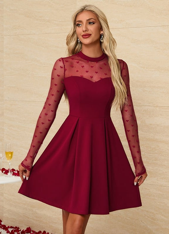 Robe Dentelle Trapèze Bordeaux Transparente - gallery 3