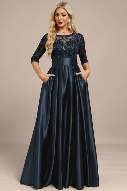 Robe Dentelle Élégante Satinée - gallery 2