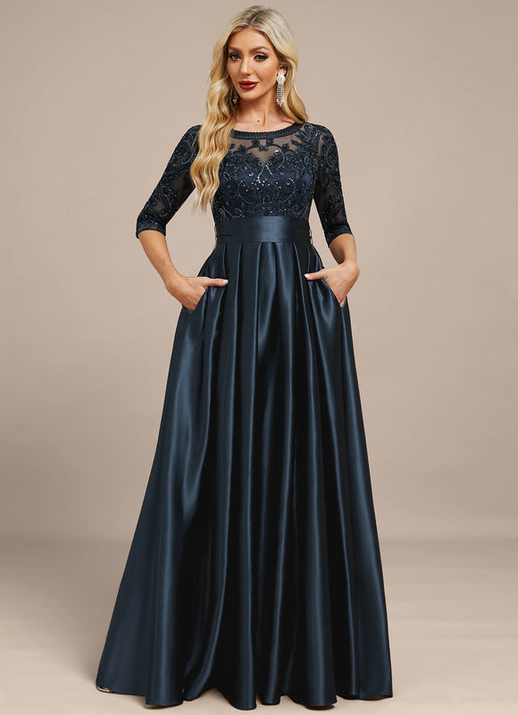 Robe Dentelle Élégante Satinée - gallery 2