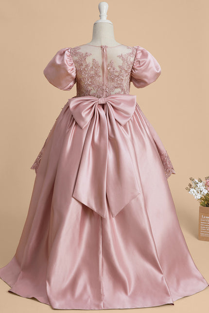 Robe Dentelle Satin Rose Élégante - gallery 5