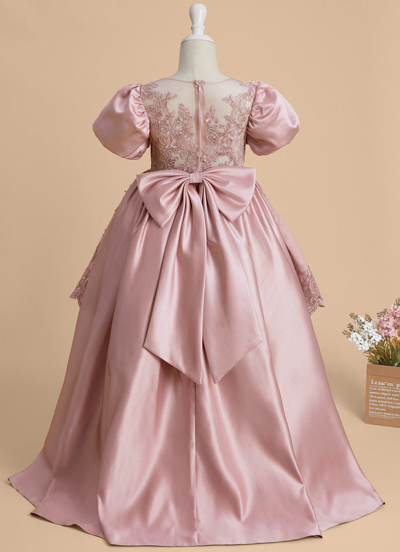 Robe Dentelle Satin Rose Élégante - gallery 5