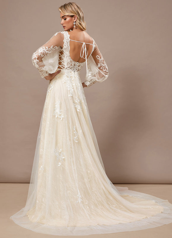 Robe Mariee Dentelle Manche Courte - gallery 6