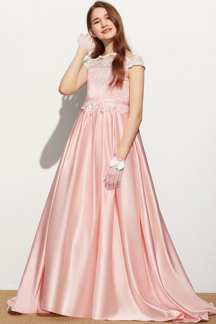 Robe Dentelle Satin Rose - gallery 1