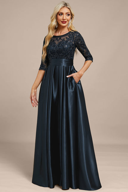 Robe Dentelle Élégante Satinée - gallery 3