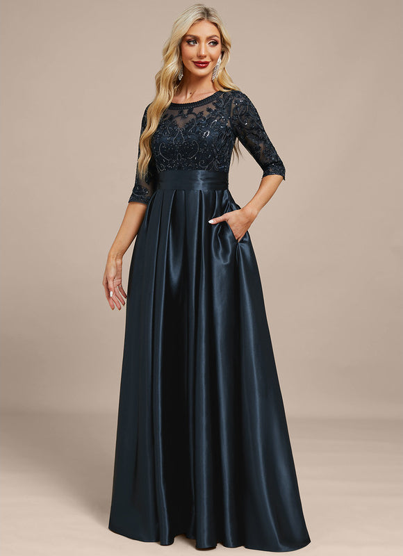 Robe Dentelle Élégante Satinée - gallery 3