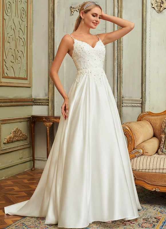 Robe Dentelle Satinée Éclatante - gallery 5