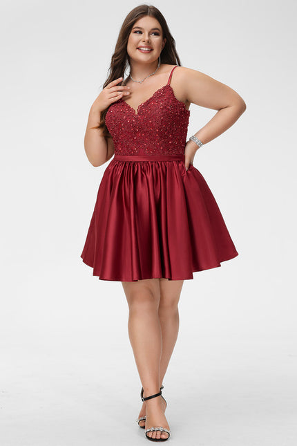 Robe Dentelle Cocktail Satinée - gallery 4