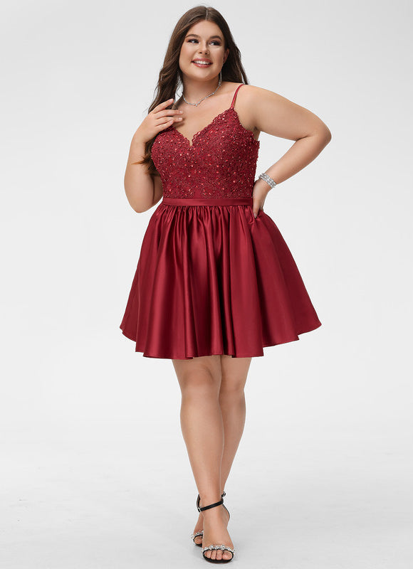 Robe Dentelle Cocktail Satinée - gallery 4