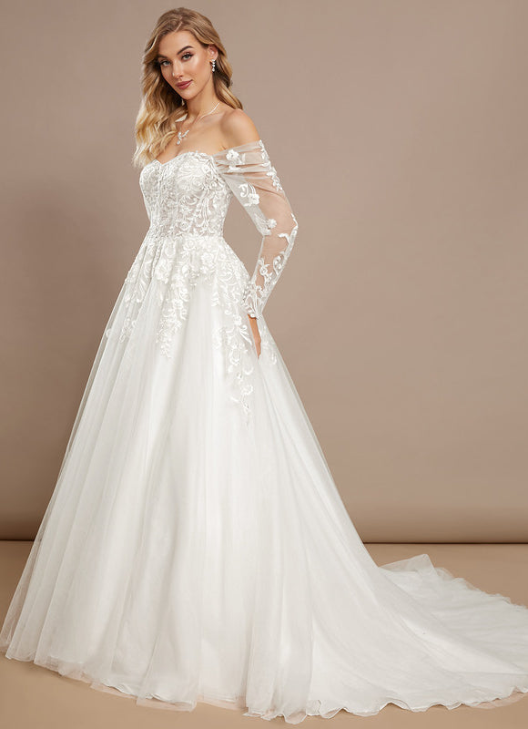 Robe Dentelle Nuptiale Tulle Brodé - gallery 1