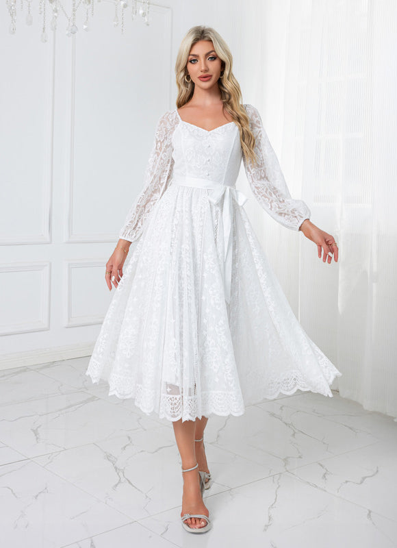 Robe Blanche Dentelle Mariage Civil - gallery 1