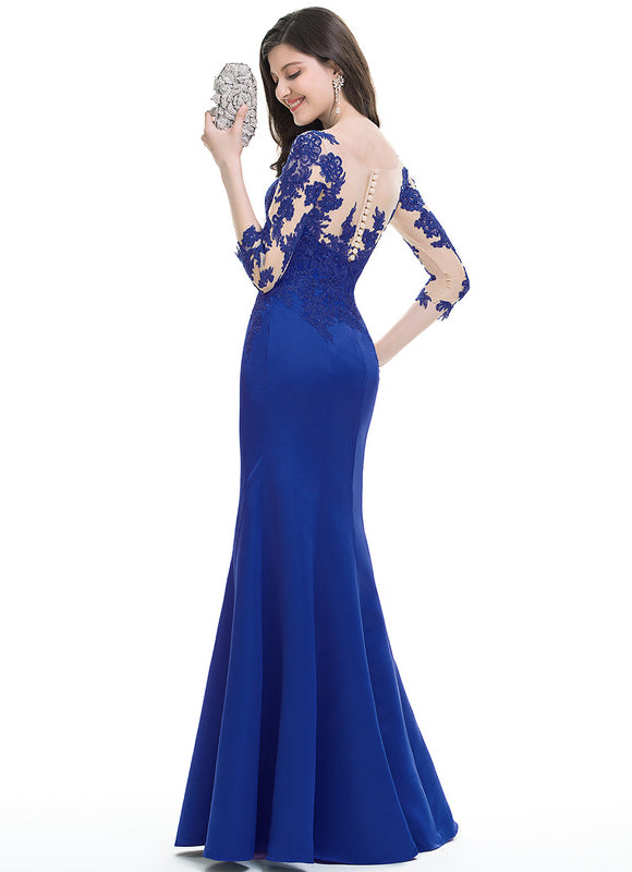 Robe Dentelle Satin Émeraude - gallery 1