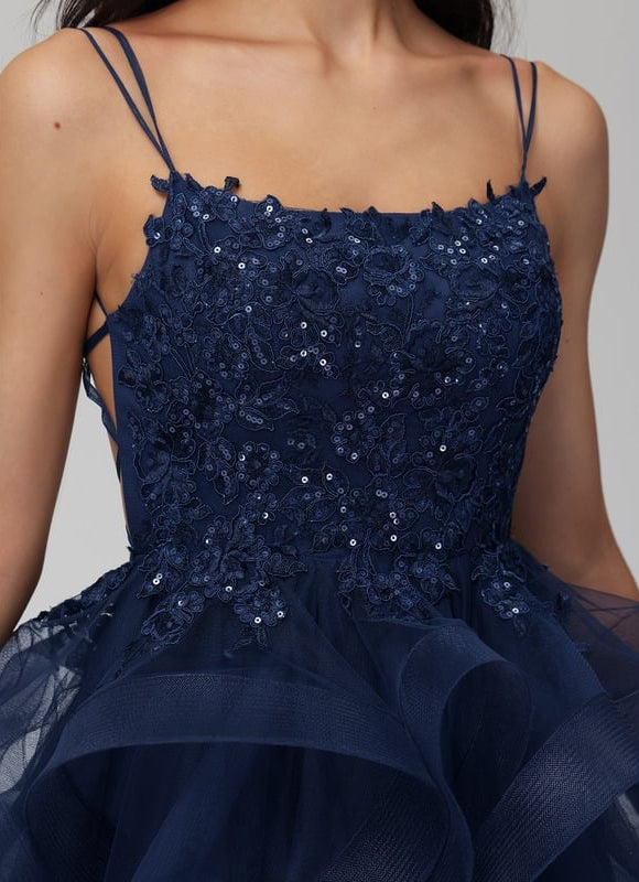 Robe Dentelle Tulle Festif Marine - gallery 2