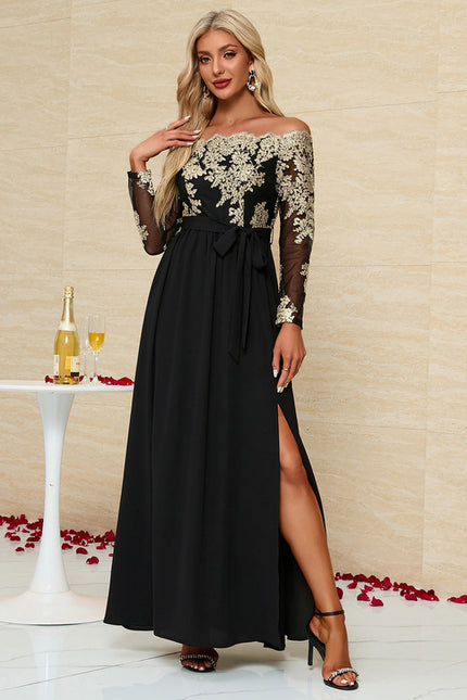 Robe Dentelle Maxi Noire Élégante - gallery 3