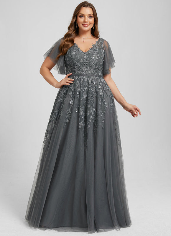 Robe Dentelle Grise Élégante - gallery 8