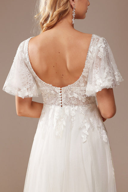 Robe Dentelle Éthérée Perlée - gallery 1