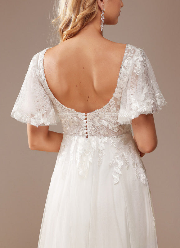 Robe Dentelle Éthérée Perlée - gallery 1