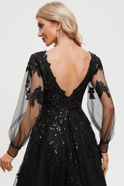Robe Dentelle De Soirée Scintillante - gallery 3