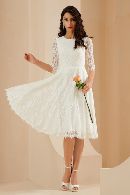 Robe Dentelle Dentelle Écrue - gallery 4