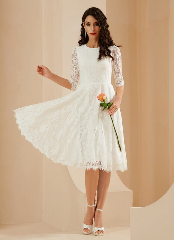 Robe Dentelle Dentelle Écrue - gallery 4