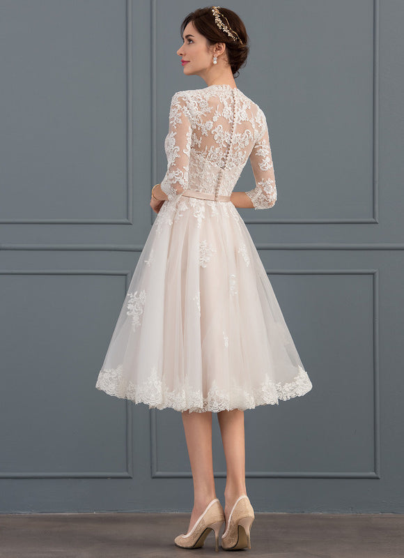 Robe Dentelle Tulle Écrue - gallery 4